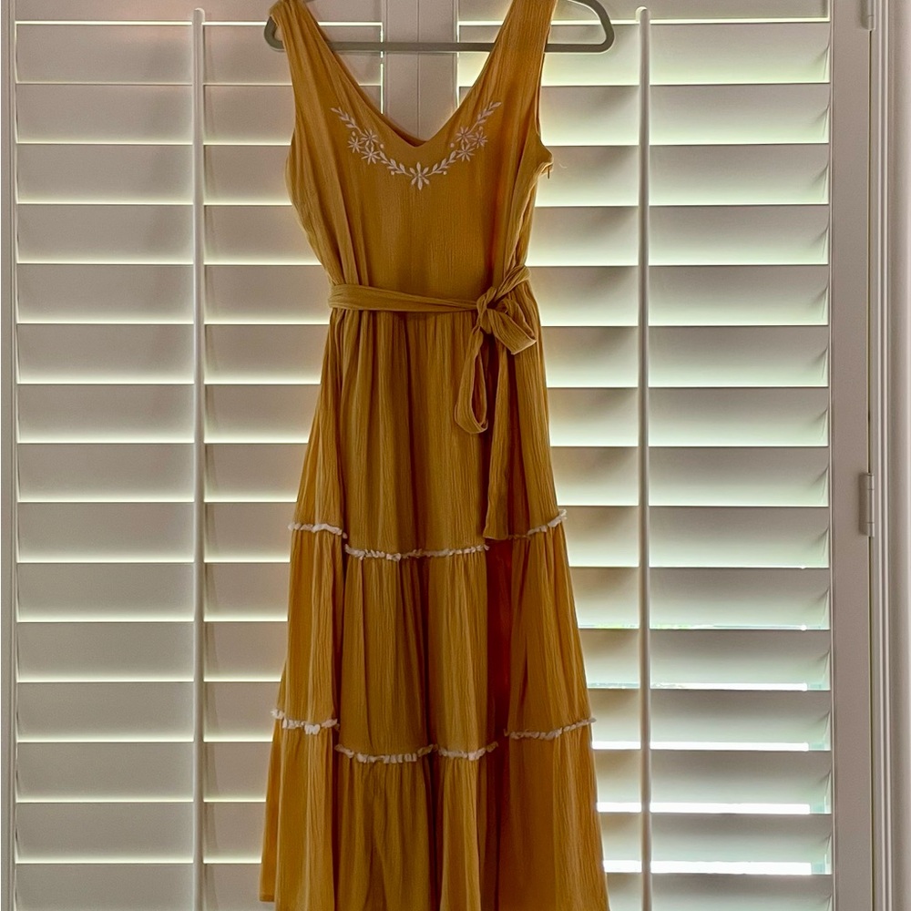 Joie Embroidered Yellow Sleeveless Midi-dress - Excellent Condition 🌷 - Picture 4 of 14